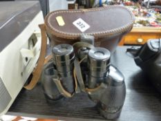 Pair of Ross, London binoculars in a leather carry case