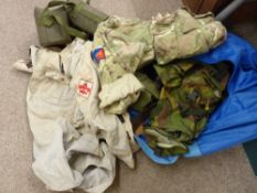 Bag of military type togs and a Senior Scouts jacket