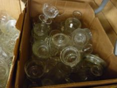 Box of glass water jugs etc