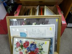 Large parcel of frames and prints and framed tapestries