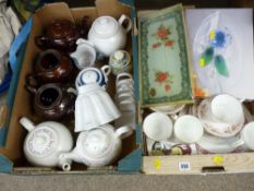 Two boxes of mixed pottery and porcelain including a vintage Shelley jelly mould