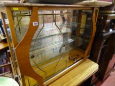 Vintage display cabinet on tapered legs with glass shelving