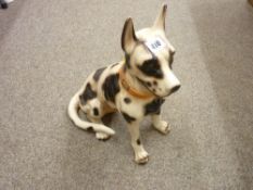 Large pottery dog figurine