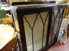 Two door glazed polished china cabinet