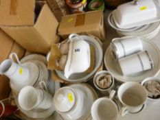 Quantity of modern lustre banded tea and dinnerware
