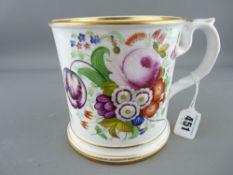 Large Coalport china christening/celebratory mug, initialled I or J D (wear to the gilding on the