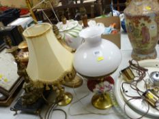 Approximately ten assorted table and ceiling lights