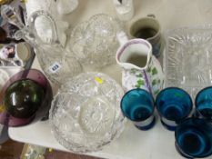 Mixed selection of vintage glassware, lustre decorated Victorian jug etc