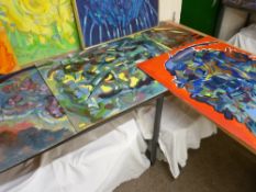 JOHN CHERRINGTON four large oils on board - abstract floral scenes