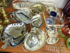 Large parcel of mixed chrome and electroplated ware including several trays