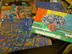 JOHN CHERRINGTON eleven oils on board, mixed abstract and other subjects, majority signed, various