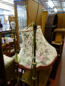 Brass standard lamp with shade and a brass and onyx effect standard lamp E/T