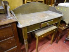 Pine washstand with single drawer