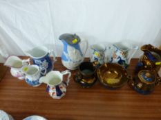 Good parcel of copper lustre, Gaudy lustre and other pottery