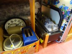 Mixed parcel - floral garden lounger, coal effect electric heater, box of mixed electrical items E/