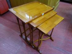 Inlaid nest of three tables