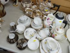 Four piece Viners electroplated tea and coffee service on an oval tray with other smaller non-