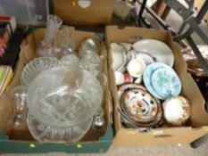 Box of glassware and a box of mixed pottery