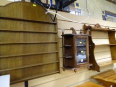 Trio of wall hanging polished wood book/trinket shelves