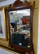Georgian style mahogany wall mirror with scrolled framing