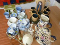 Welsh pottery coffee set and parcel of mixed Delft, Wedgwood and other china and pottery