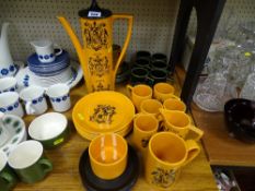 Six Portmeirion pottery 'Totem' cups and saucers and a Portmeirion style twenty one piece British