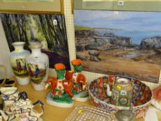 MAVIS GWILLIAM acrylic on canvas - early morning woodland glade with figure on a track, signed, 45 x