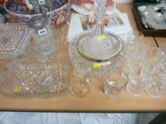 Decanter and parcel of drinking glassware, a parcel of mixed glassware and an etched tankard with