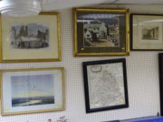 Untinted map of Northumberland by ROBERT MORDEN, a print after PETER SCOTT, a coloured print -