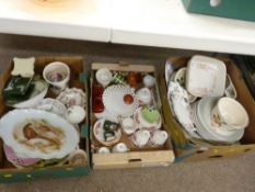 Three boxes of mixed china and pottery
