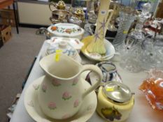 Royal Worcester heatproof lidded casserole dish, tall slim pottery floral jug by Radford and other