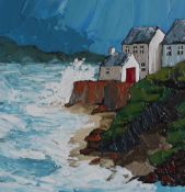 PETER MORGAN framed acrylic - 'The Wave - Newque', 110 x 100mm