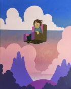 PETE FOWLER unframed acrylic on canvas - 'Up Here', 30 x 24 x 3.5cms peterfowler.tumblr.com