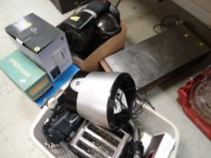 A parcel of electrical items including a food warmer, radio cassette player, Morphy Richards iron,