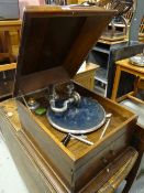 A vintage gramophone & records
