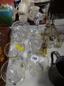 Six babycham glasses together with small glass & metal mounted (some silver) perfume bottles