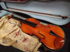 A vintage Max Lutz violin & case with bow