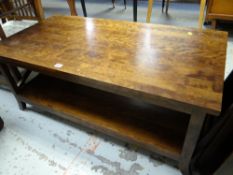 A modern two-tier Long John coffee table