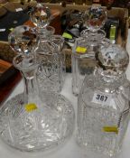 Four cut glass decanters