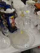 A Stewart crystal decanter, two others, collection of drinking glasses etc