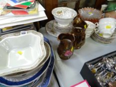 Parcel of mixed china & glass including lustre jugs, vintage Staffordshire teaware, blue & white