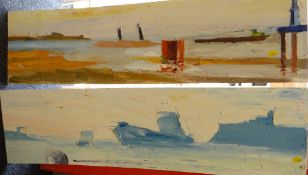 Two abstract oils on board by local artist RICHARD O'CONNELL