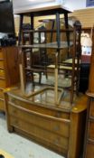 A vintage dressing table, an over bed table, towel airer etc