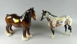 Beswick shire horse together with a Beswick appaloosa (A/F)