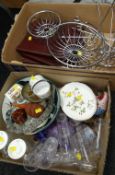 Box of mixed china & glass including Wedgwood together with a toilet roll holder etc