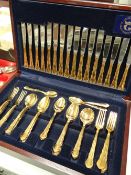 A boxed canteen of Grosvenor gold plated cutlery