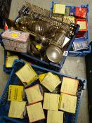 Parcel of kitchen metalware etc & vintage boxed car spares