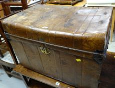 A vintage tin cabin trunk