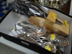 Small parcel of flatware together with a kitchen block knife set