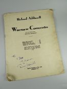 A copy of the piano score for the Warsaw Concerto signed by the composer Richard Addinsell